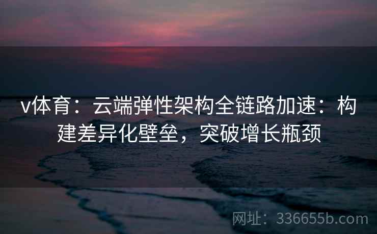 v体育：云端弹性架构全链路加速：构建差异化壁垒，突破增长瓶颈